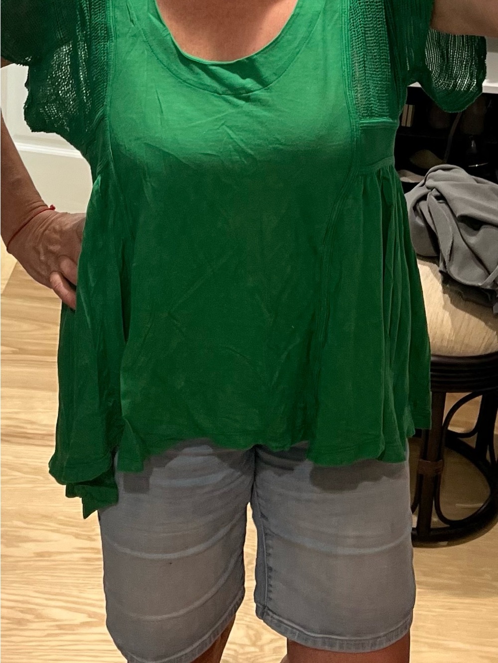 Anthropologie Emerald Green Scoop-Neck Tunic top blouse cotton